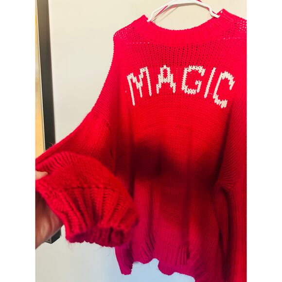 DRESSED IN LALA Hot Pink MAGIC Oversized Slouchy Chunky Knit Sweater sz S/M - Picture 5 of 9